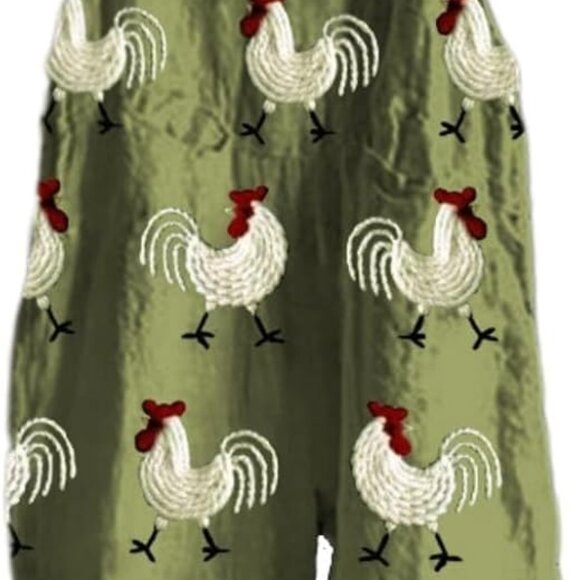 Summer Jumpsuits for Women 2025 Chicken Print Casual Sleeveless Comfy Loose Bib - Picture 1 of 5